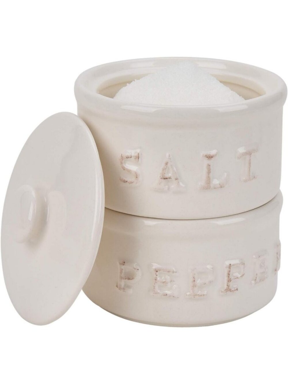 Vintage Ceramic Salt & Pepper Shaker Set | Stacking Bowls with Lid | Kitchen